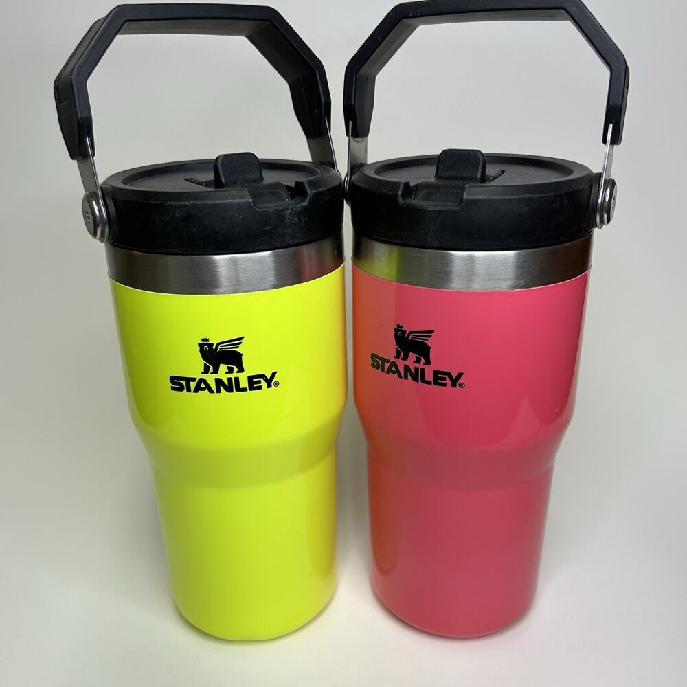 STANLEY ICE FLOW Flip Straw Tumbler 20 oz Neon Pink Neon Yellow
